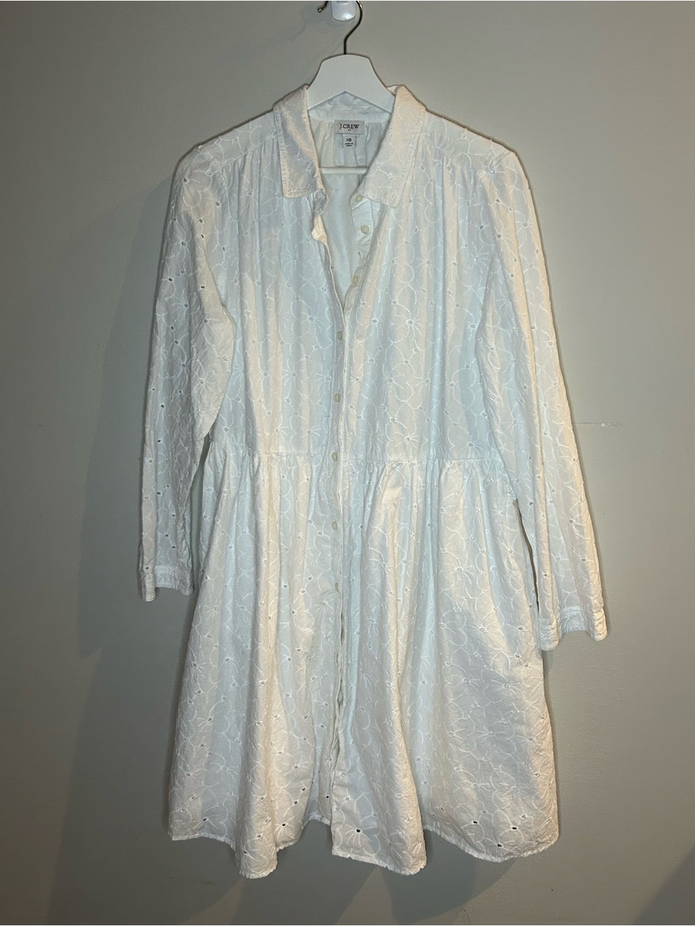 J. Crew White Cotton Button Up Dress Sz 16